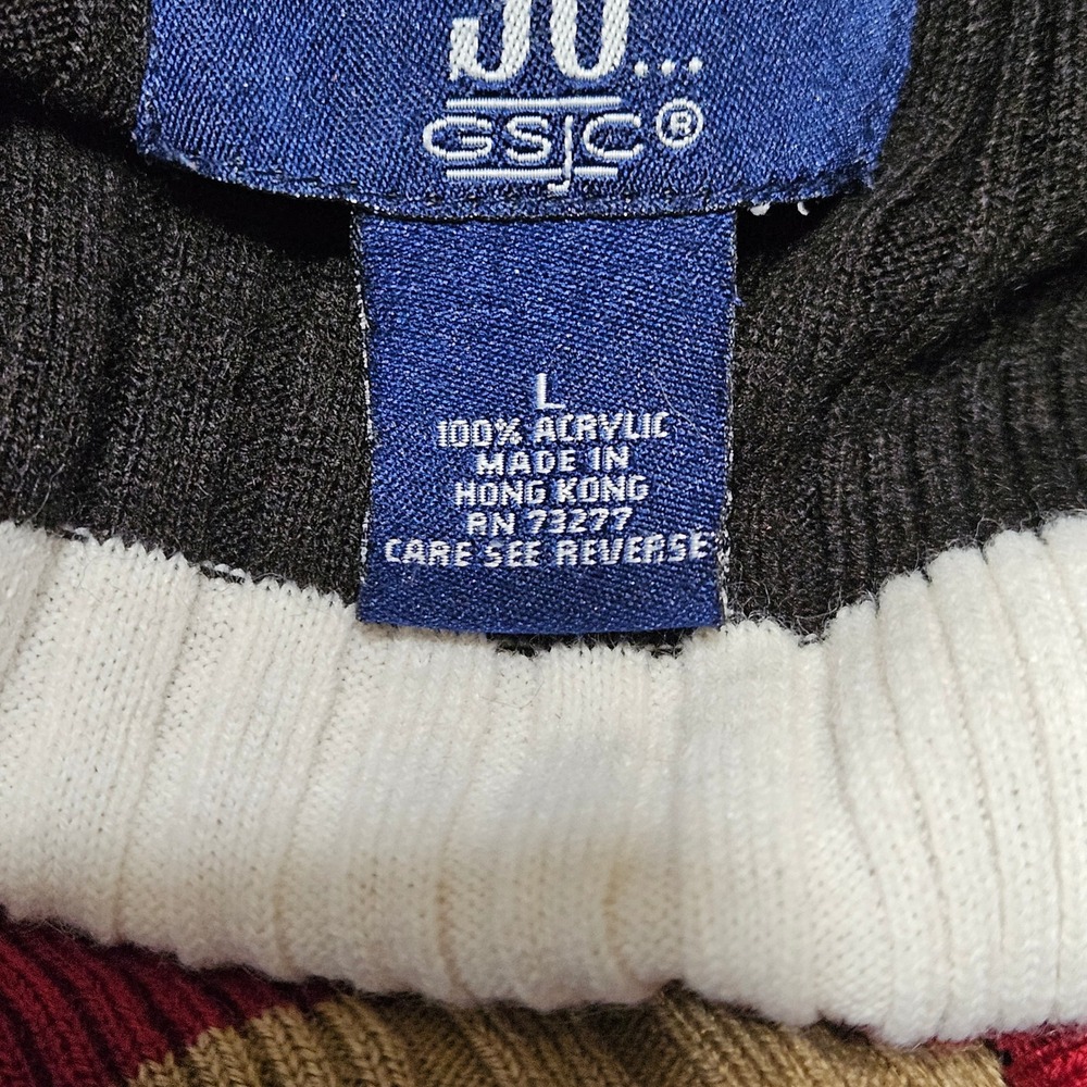 SO Vintage Y2K Striped Colorblock Cardigan Sweater L Earth Tones‎ Indie - Picture 4 of 10